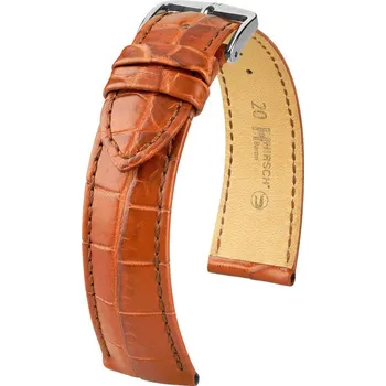 Módní doplněk Kožený řemínek Hirsch Baron L 08404079-2, oranžový, krokodýlí kůže, délka L