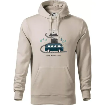 Pánská mikina Cesta přírodou I love Adventure - Mikina pánská Cape s kapucí - 5XL ( Ledově šedá )