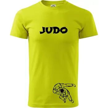 Pánské tričko Judo nápis + postavy - Klasické pánské triko vyšší gramáže - XL ( Limetková )