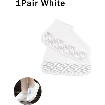 Cyklistické návleky Voděodolné silikonové návleky proti skluzu | návleky, obaly na boty - 1 pár bílých , M(35-39)