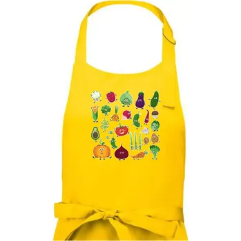 Kuchyňská zástěra Veselá zelenina - Dámská zástěra na vaření - Univerzální velikost ( Žlutá )