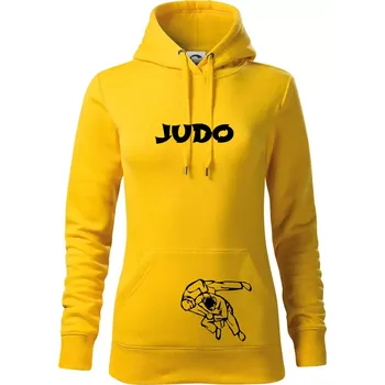 Dámská mikina Judo nápis + postavy - Mikina dámská Cape s kapucí - M ( Žlutá )