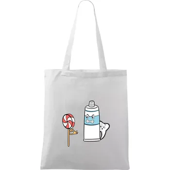 Lízátko pasta zuby - Taška bavlněná - 42 x 38 cm ( Bílá )