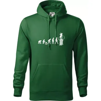 Pánská mikina Evoluce kominík - Mikina pánská Cape s kapucí - 5XL ( Lahvově zelená )