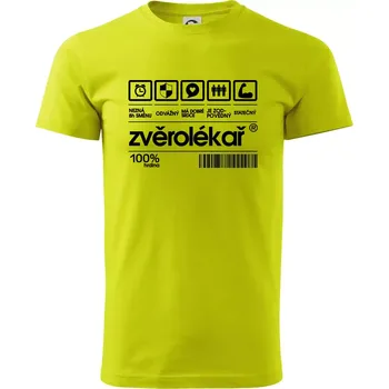 Čárový kód zvěrolékař - Klasické pánské triko vyšší gramáže - M ( Limetková )