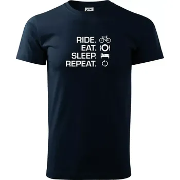 Pánské tričko Ride Eat Sleep Repeat kolo - Triko extra velké (5-8XL) - 7XL ( Námořní modrá (velmi tmavá - téměř černá) )