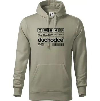 Pánská mikina Čárový kód důchodce - Mikina pánská Cape s kapucí - 5XL ( Light khaki )