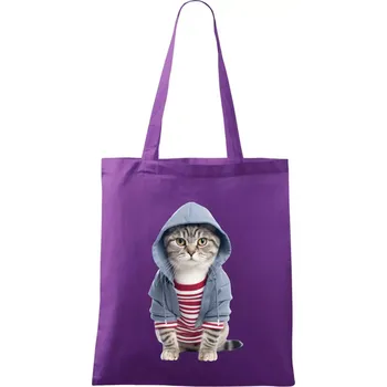 Kočka v pruhovaném triku - Taška bavlněná - 42 x 38 cm ( Fialová )