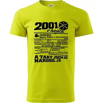2001 v kostce - Klasické pánské triko vyšší gramáže - M ( Limetková )