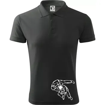 Pánská košile Judo nápis + postavy - Polokošile pánská Pique Polo 203 - 4XL ( Tmavá břidlice (šedá se zeleným nádechem) )