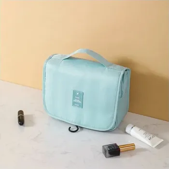 Kosmetická taška Velká skládací voděodolná taška na cesty | toaletní taška, kosmetická taška - Lake Blue [keprová taška na praní]]