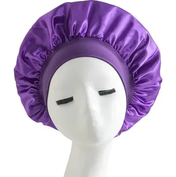 Čepice Saténová čepice na spaní s elastickým lemem | spací čepice, sprchová čepice - Tmavě fialová