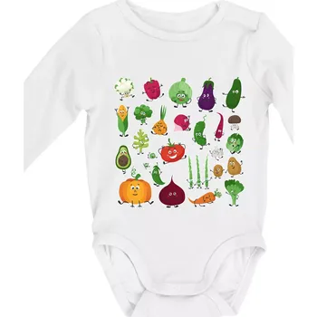 Kojenecký body Veselá zelenina - Body kojenecké s dlouhým rukávem - Dlouhý r. do 3 měs ( Bílá )