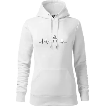 Dámská mikina EKG zamilovaný pár - Mikina dámská Cape s kapucí - 2XL ( Bílá )