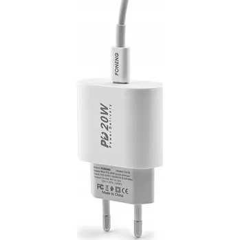 FONENG Rychlá síťová nabíječka 1x PD 20W + Kabel USB-C/LIGHTNING