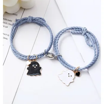 Náramek 2 ks Pletený magnetický párový náramek srdce | doplňky přátelství - 4