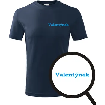 Chlapecké oblečení Tmavě modré dětské tričko Valentýnek - dětské tričko se jménem - barva tmavě modrá - velikost 4roky