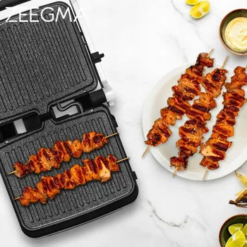 Kuchyňský gril Panini, skládací, tradiční elektrický gril Oficiální obchod Faneo Elektrický gril skládací 2100W stříbrný/šedý 2100 W