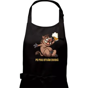 Kuchyňská zástěra Po pivu bývám divoká - Dámská zástěra na vaření - Univerzální velikost ( Černá )