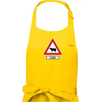 Kuchyňská zástěra Dopravní značka - Pozor koně / kráva - Dámská zástěra na vaření - Univerzální velikost ( Žlutá )