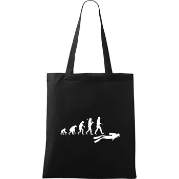 Nákupní taška Evoluce potápění - Taška bavlněná - 42 x 38 cm ( Černá )