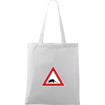 Nákupní taška Dopravní značka - krysa - Taška bavlněná - 42 x 38 cm ( Bílá )
