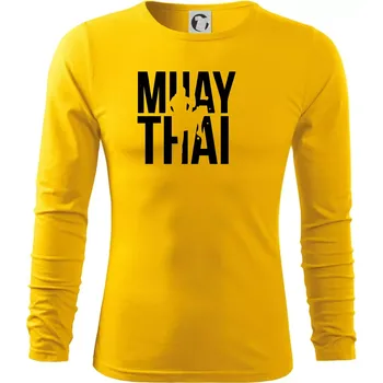 Pánské oblečení Nápis Muay Thai - Triko s dlouhým rukávem FIT-T long sleeve - M ( Žlutá )