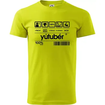 Čárový kód - youtuber - Klasické pánské triko vyšší gramáže - S ( Limetková )