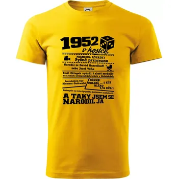 Pánské tričko 1952 v kostce - Triko extra velké (5-8XL) - 7XL ( Žlutá )