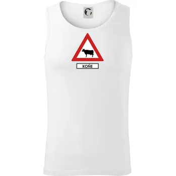 Dopravní značka - Pozor koně / kráva - Tílko pánské Core - 2XL ( Bílá )