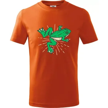 Chlapecké tričko Žába zelená kreslená - Tričko dětské bavlněné - 104-110cm / 3-4 roky ( Oranžová )