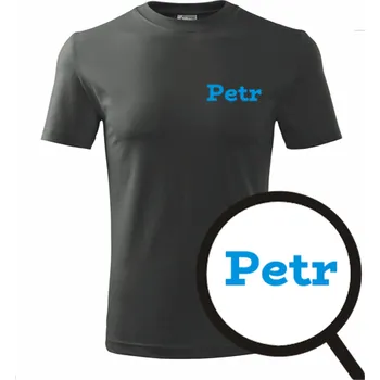 Pánská móda Grafitové tričko Petr - tričko se jménem - barva antracit - velikost M