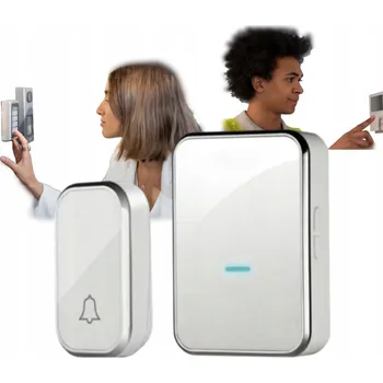 Domovní zvonek BEZDRÁTOVÝ ZVONEK 150 m 100 dB STYLOVÝ BÍLÝ KE DVEŘÍM BRANCE