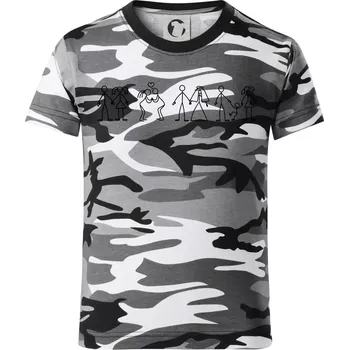 Chlapecké tričko Evoluce vztahu - Dětské maskáčové triko - 122 cm/6 let ( Šedý maskáč )