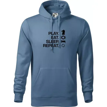 Pánská mikina Eat sleep play - šachy - Mikina pánská Cape s kapucí - 5XL ( Denim )