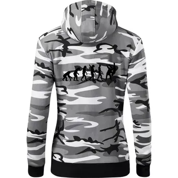 Dámská mikina Judo Evoluce boj - Dámská mikina trendy zipper s kapucí - L ( Šedý maskáč )