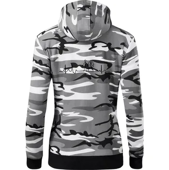Dámská mikina EKG svatba - Dámská mikina trendy zipper s kapucí - S ( Šedý maskáč )
