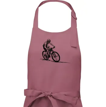 Kuchyňská zástěra MTB kreslený cyklista - Pánská zástěra na vaření - Univerzální velikost ( Starorůžová )