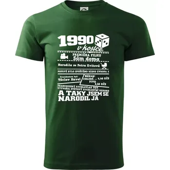 Pánské tričko 1990 v kostce - Triko extra velké (5-8XL) - 7XL ( Lahvově zelená )