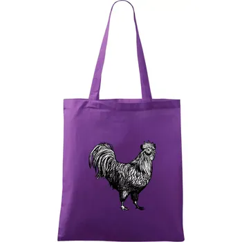 Kohout kreslený černobílý - Taška bavlněná - 42 x 38 cm ( Fialová )