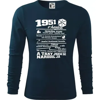 Pánské tričko 1951 v kostce - Triko s dlouhým rukávem FIT-T long sleeve - M ( Námořní modrá (velmi tmavá - téměř černá) )