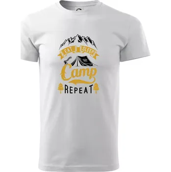Eat Sleep Camp Repeat - Triko extra velké (5-8XL) - 8XL ( Bílá )