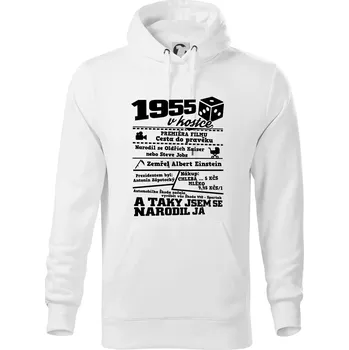 Pánská mikina 1955 v kostce - Mikina pánská Cape s kapucí - 5XL ( Bílá )