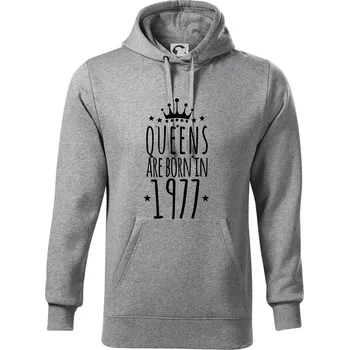 Pánská mikina Queens are born in 1977 - Mikina pánská Cape s kapucí - 5XL ( Tmavě šedý melír )