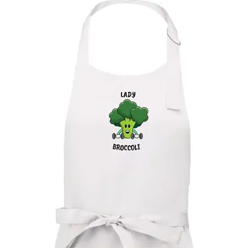 Kuchyňská zástěra Lady broccoli - Dámská zástěra na vaření - Univerzální velikost ( Bílá )