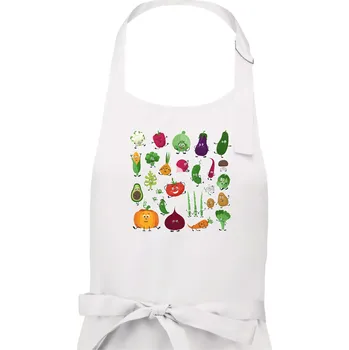 Kuchyňská zástěra Veselá zelenina - Dámská zástěra na vaření - Univerzální velikost ( Bílá )