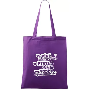 Ve víně je pravda, v pivu síla, ve vodě bakterie - Taška bavlněná - 42 x 38 cm ( Fialová )