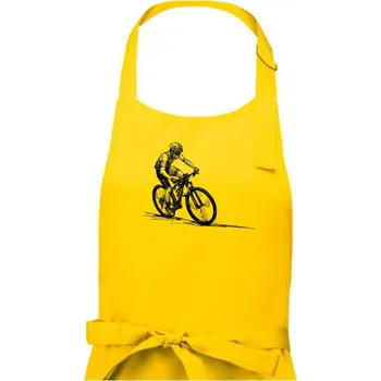 Kuchyňská zástěra MTB kreslený cyklista - Dámská zástěra na vaření - Univerzální velikost ( Žlutá )