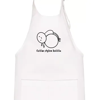 Kuchyňská zástěra Cvičím stylem kočičím - Dětská zástěra na vaření - Univerzální velikost ( Bílá )