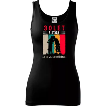 Dámské tričko Výročí cyklista 30 - Dámské tílko - XS ( Černá )